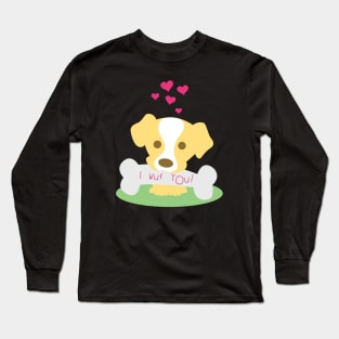 I Wuf You Romantic Animal Pun for Valentines or Anniversary Long Sleeve T-Shirt